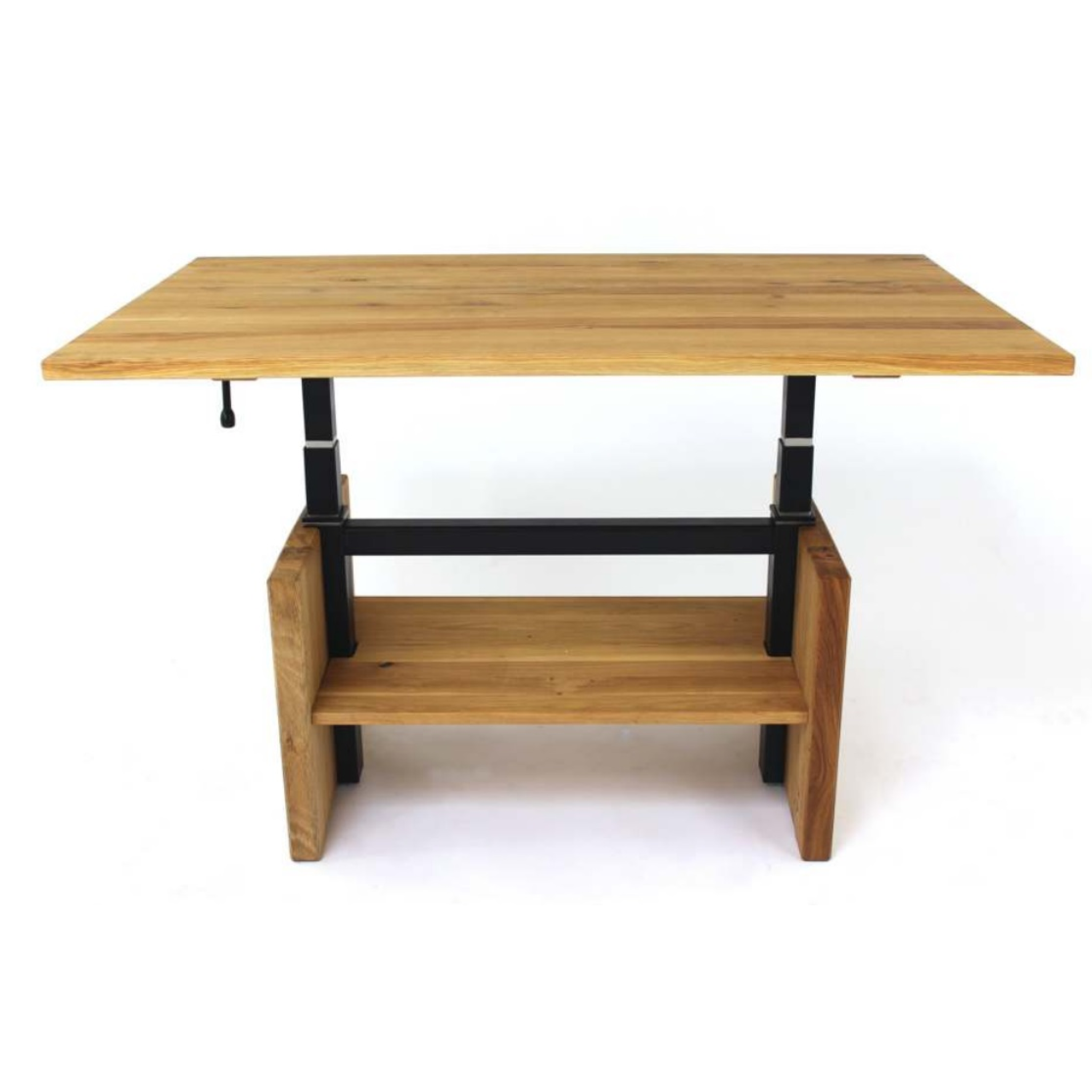 Table basse pratique en chêne, réglable en hauteur