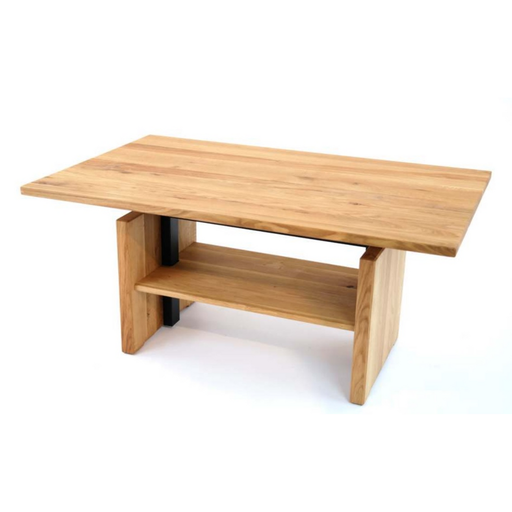 Table basse pratique en chêne, réglable en hauteur