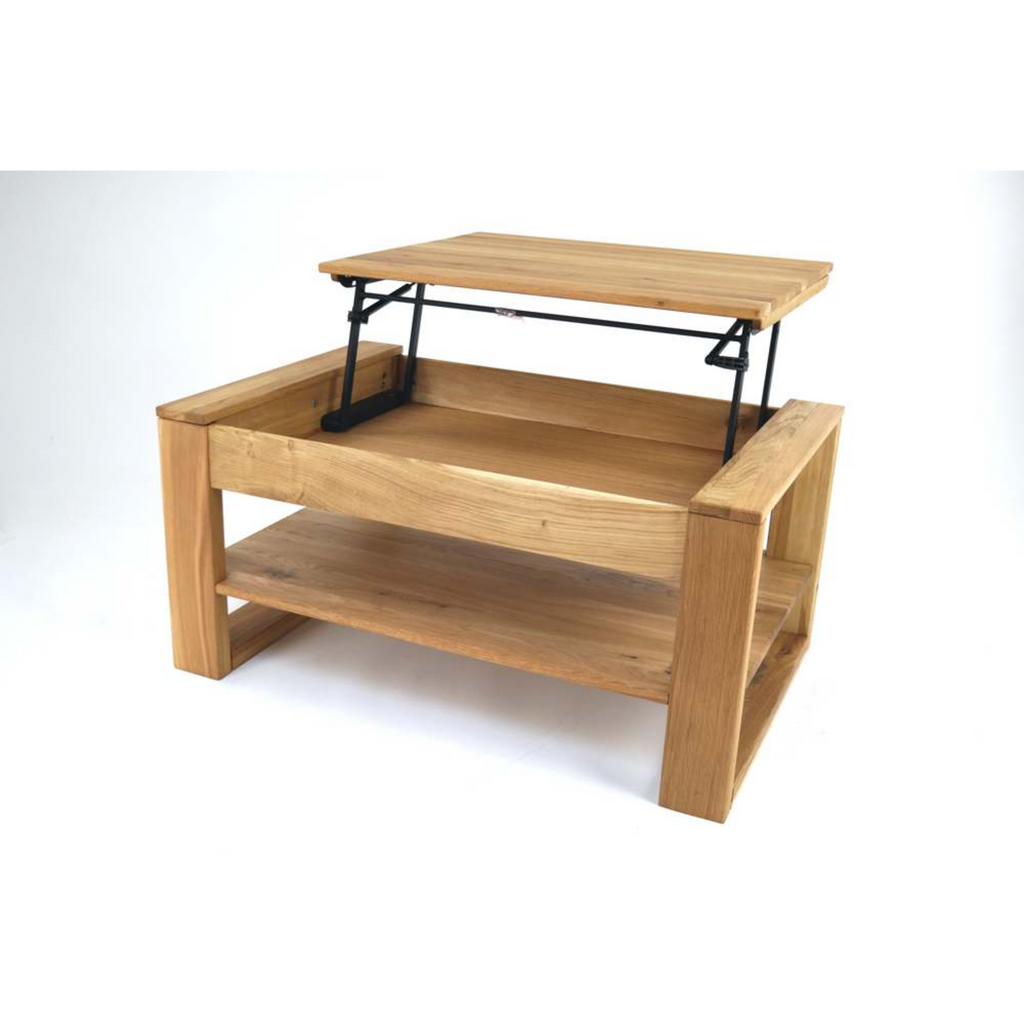 Table basse réglable en hauteur en chêne