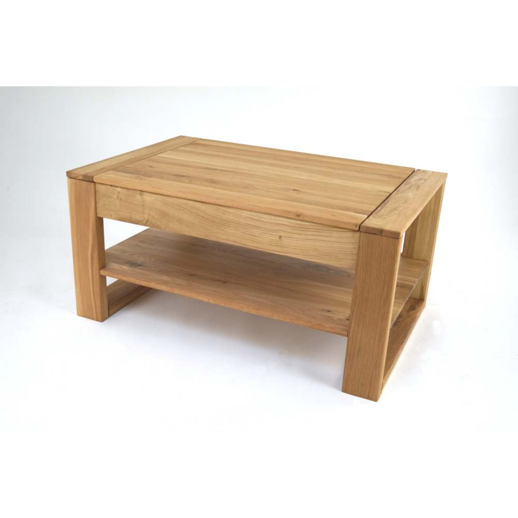 Table basse réglable en hauteur en chêne