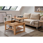 Concept Pablo Salontisch Eiche mit höhenverstellbarer Tischplatte und Ablage im modernen Wohnzimmer