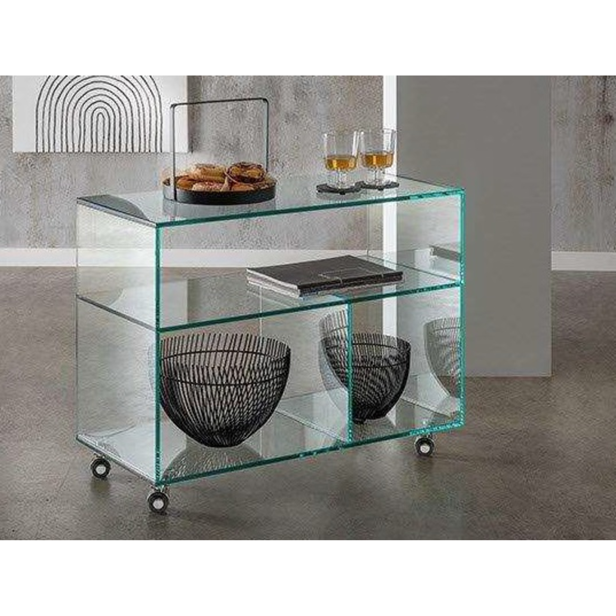 Chariot de télévision en verre