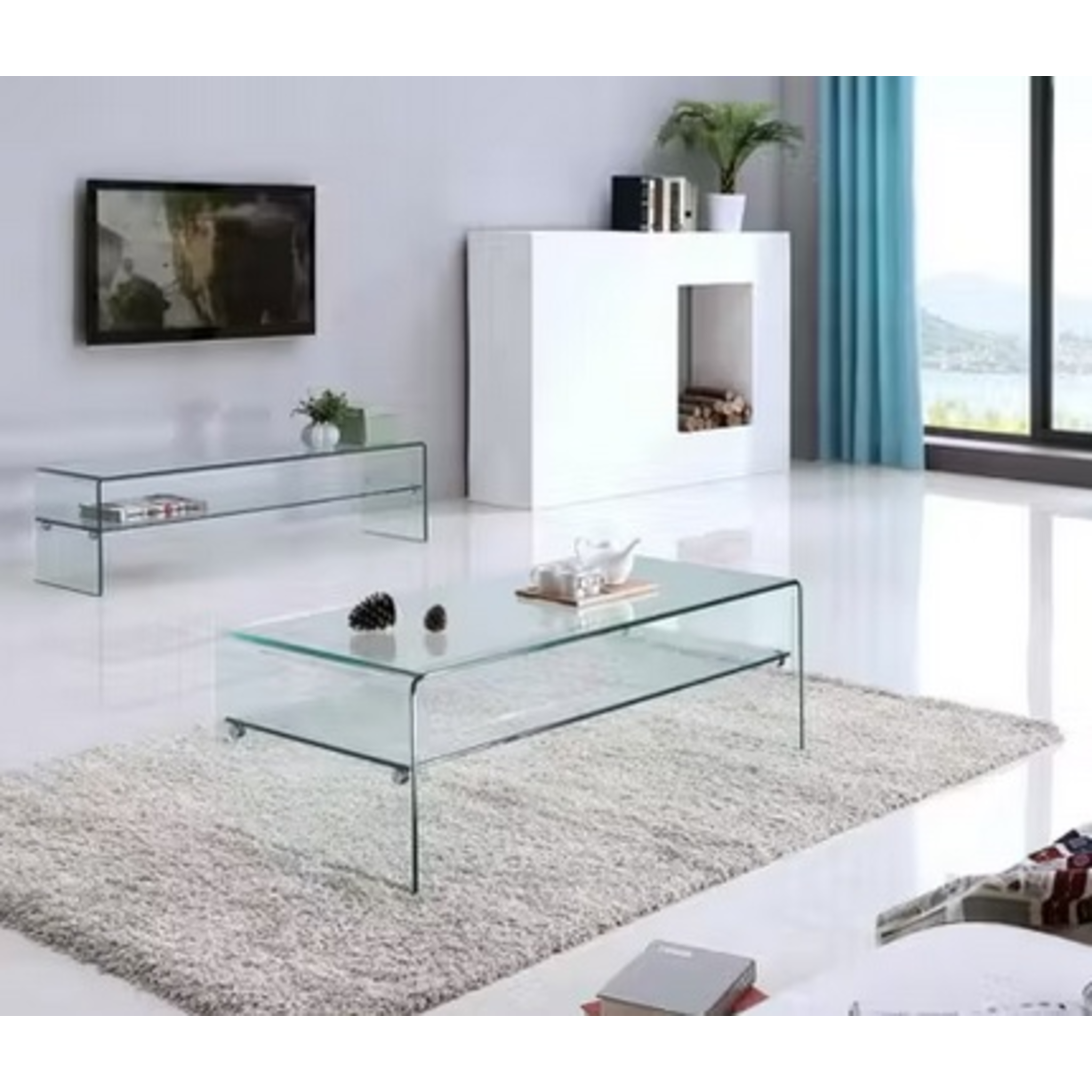 Meuble TV simple en verre