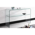 Moderne ESG Glas-Konsole mit Ablage, gebogene Ecken, transparent, ideal als Eingangsbereich-Möbel