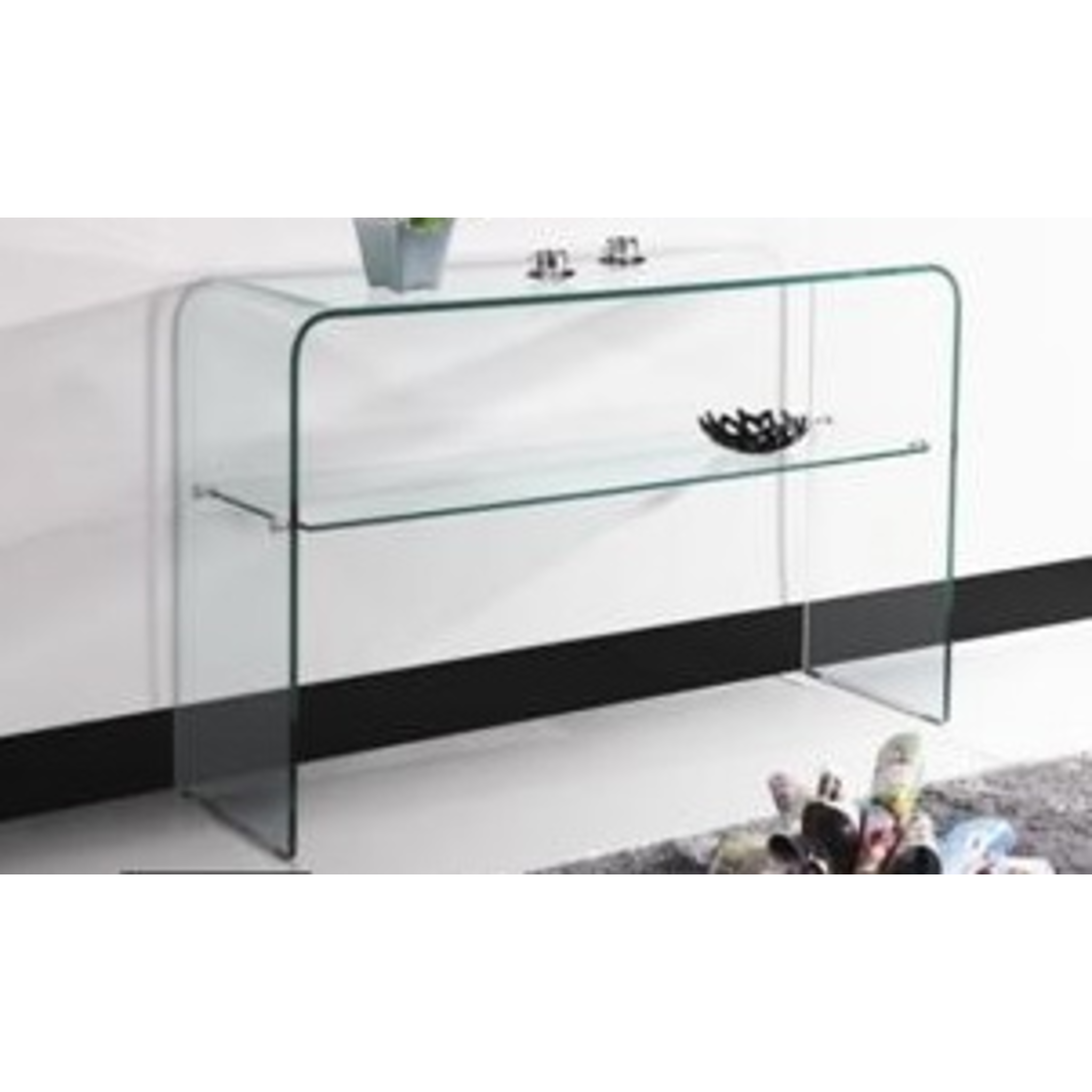 Console élégante en verre courbé - décorative et pratique