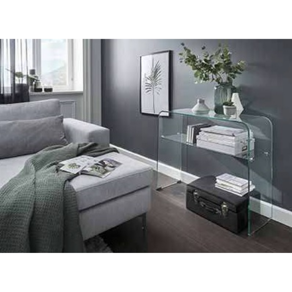 Console élégante en verre courbé - décorative et pratique
