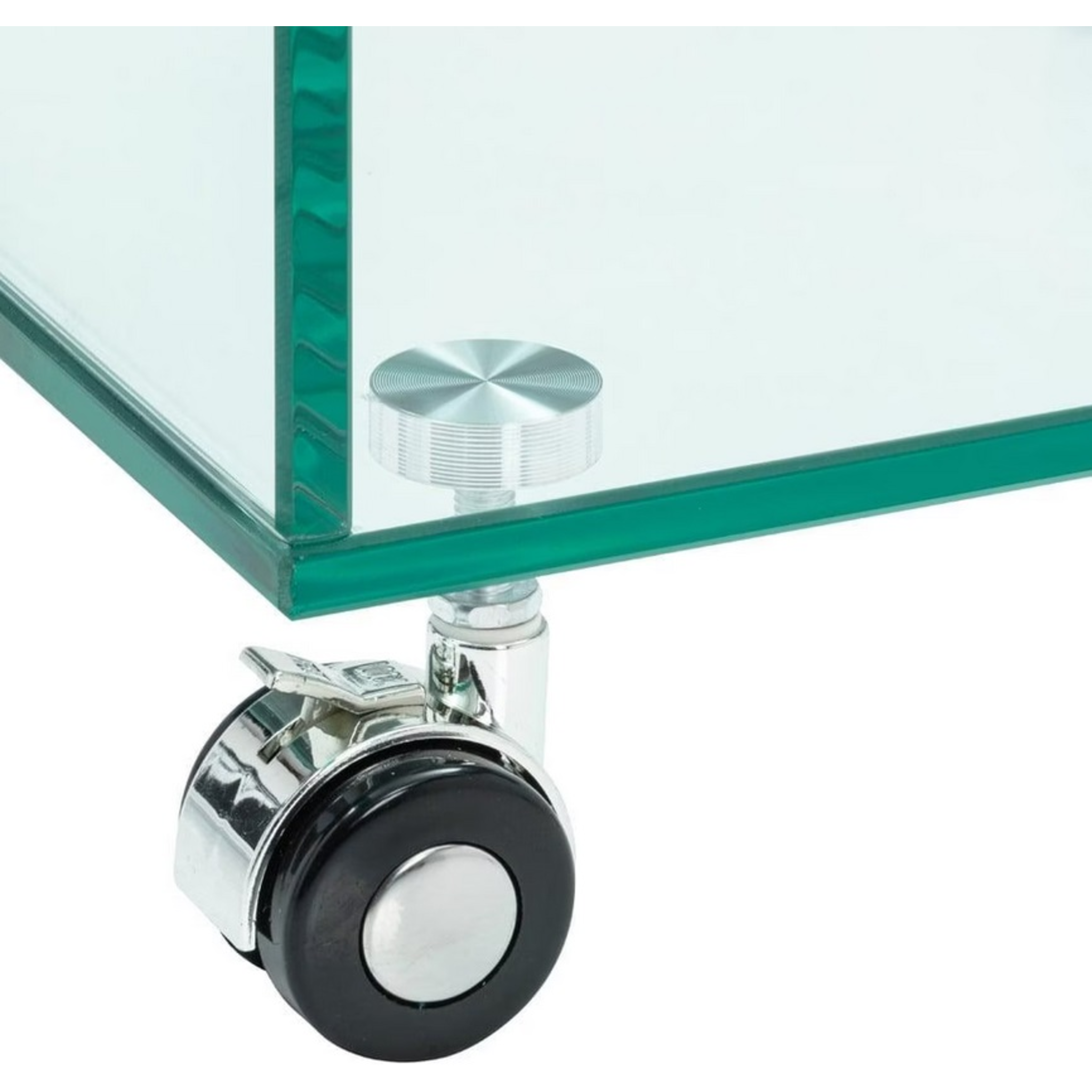 Table d'appoint cubique en verre - sur roulettes