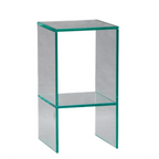 Transparente Glas-Blumensäule Lueta mit Zwischenboden, modernes minimalistisches Design