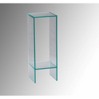 Transparente Glasblumensäule Lueta mit unterem Ablagefach, modernes Design für Wohnräume