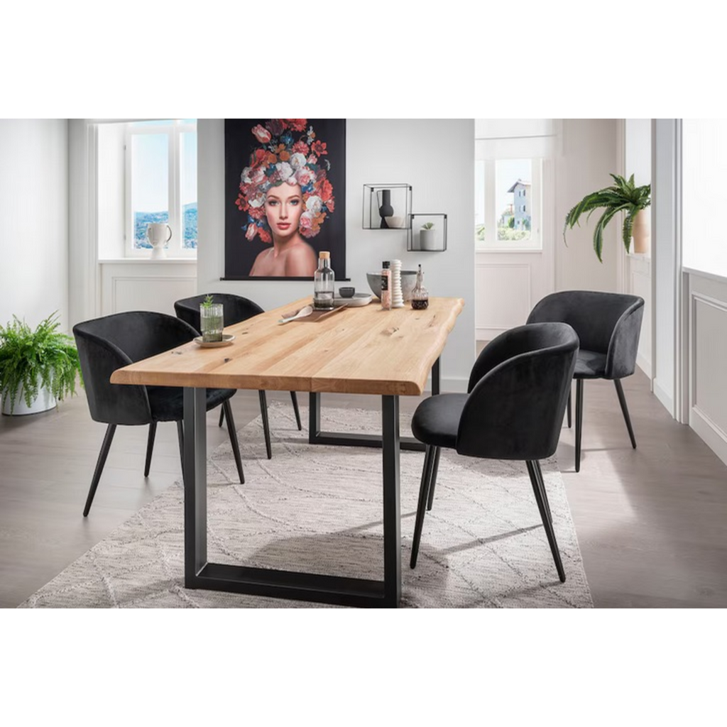 Table de salle à manger 140x90 avec plateau en chêne massif