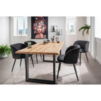 Esstisch Concept Florenz 140 cm Eiche mit schwarzen Samt-Armlehnstühlen in modernem Esszimmer