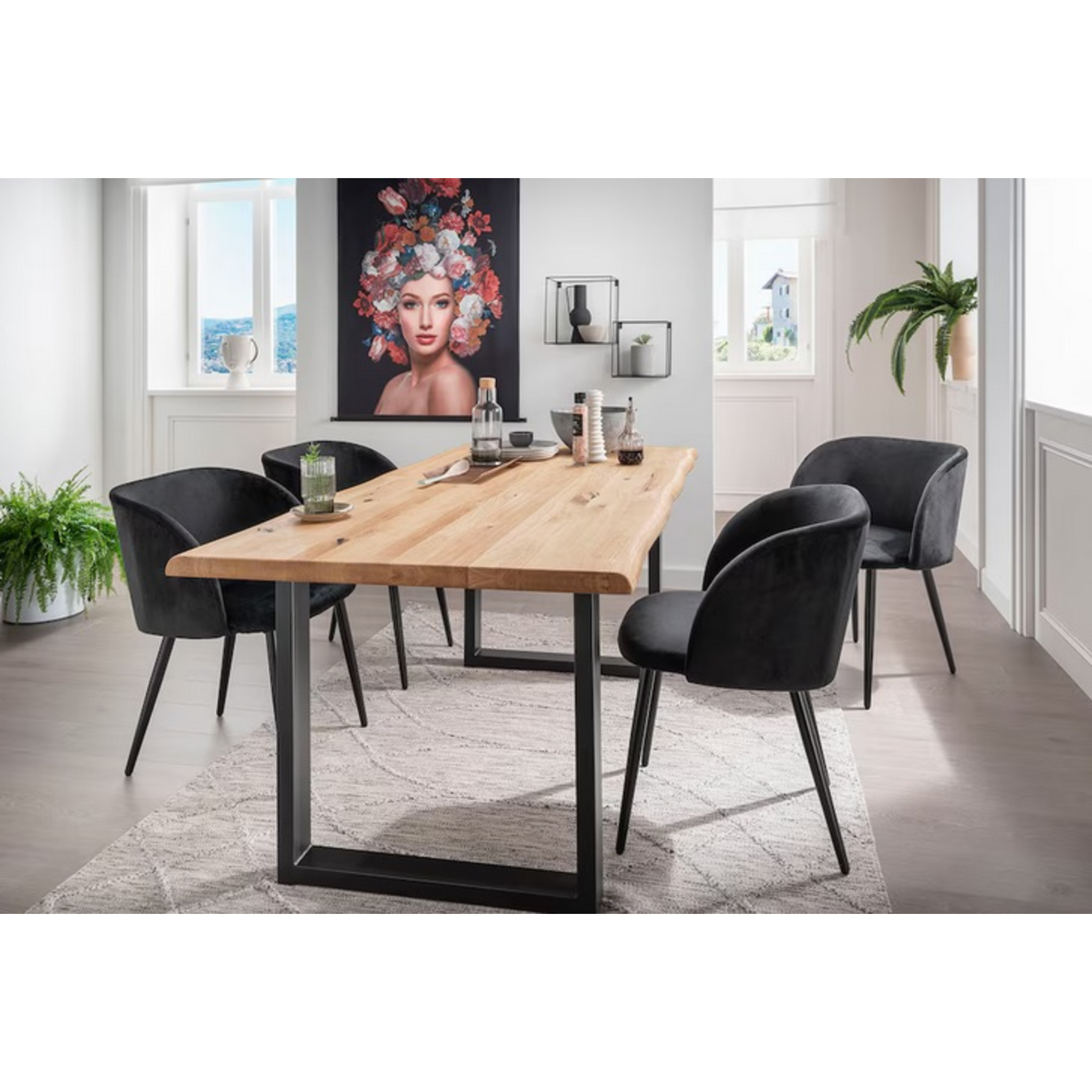 Table de salle à manger 140x90 avec plateau en chêne massif