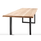 Esstisch Florenz 140 cm mit Eiche-Tischplatte und schwarzem Metallgestell, modernes Industriedesign