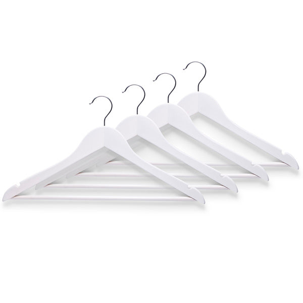 Ensemble de cintres en bois, blanc – robustes et pivotants, 4 pièces