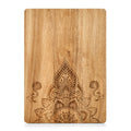 Zeller Schneidebrett aus Holz mit elegantem Mandala-Gravur-Design, rechteckig mit abgerundeten Ecken