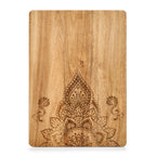 Zeller Schneidebrett aus Holz mit elegantem Mandala-Gravur-Design, rechteckig mit abgerundeten Ecken