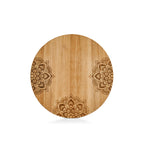 Rundes Holz-Schneidebrett mit eingraviertem Mandala-Muster von Zeller, natürliche Holzoptik