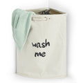 Zeller Wäschesammler „Wash Me" in Beige mit grünem Handtuch, Eck-Wäschekorb aus Stoff
