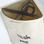 Wäschesammler „Wash Me" in Beige mit schwarzem Wäschenetz von Zeller, praktischer Stoff-Wäschekorb
