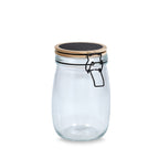 Zeller Vorratsglas 1000ml aus Glas mit Kiefernholzdeckel und Kreidetafel, Bügelverschluss schwarz