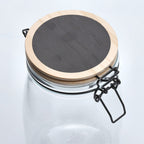 Zeller Vorratsglas 1000ml aus Glas mit Kiefernholzdeckel und Kreidetafel, mit Bügelverschluss aus Metall
