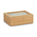 Zeller Teebeutelbox aus Bambus mit Glasdeckel und 6 Fächern, natürliches Holzdesign