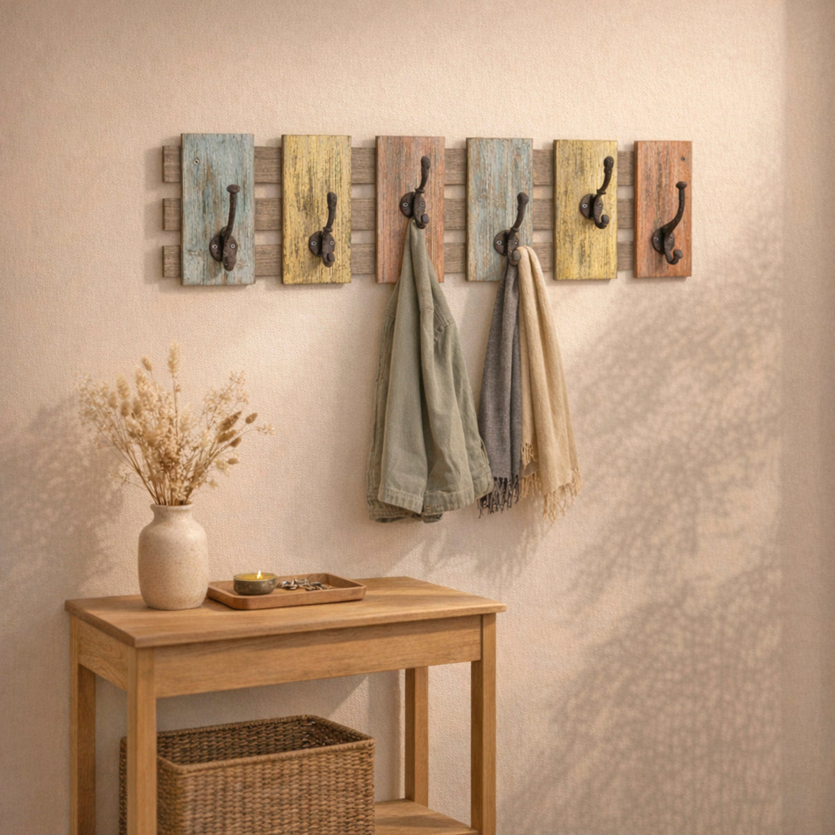 HAKU Möbel Wandgarderobe aus Massivholz in Braun 81 x 11 x 20 cm