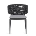 Bizzotto Stuhl Noelia Anthrazit mit geflochtenem Seilrücken und hellgrauem Sitzkissen, modernes Outdoor-Design