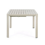 Bizzotto Auszugstisch Kiplin in Beige – moderner Gartentisch aus Aluminium mit Lamellen-Tischplatte