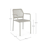 Bizzotto Gartenstuhl mit Armlehnen, hellgrau, Seilgeflecht & Metallgestell, 80x61x53cm, Sitzhöhe 43cm