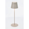 Bizzotto LED Tischlampe Etna in Taupe – kabellose Designlampe mit rundem Standfuß und konischem Schirm