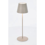 Bizzotto LED Tischlampe Etna in Taupe – kabellose Designlampe mit rundem Standfuß und konischem Schirm