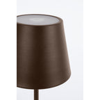Bizzotto Tischlampe Etna in Braun – elegante Detailaufnahme des strukturierten Lampenschirms mit LED-Abdeckung