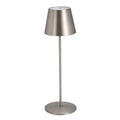 Bizzotto LED-Tischlampe Etna in Silber mit schmalem Standfuss und kegelförmigem Metallschirm