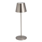 Bizzotto LED-Tischlampe Etna in Silber mit schmalem Standfuss und kegelförmigem Metallschirm