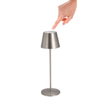 Bizzotto LED Tischlampe Etna in Silber mit Touch-Funktion – elegante Akku-Tischleuchte aus Metall