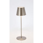 Bizzotto LED Tischlampe Etna in Silber mit schmalem Stiel und rundem Standfuss, modernes minimalistisches Design