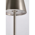 Bizzotto LED Tischlampe Etna in Silber – Detailansicht Lampenschirm aus gebürstetem Metall mit elegantem Design
