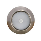 Bizzotto LED Tischlampe Etna in Silber – Draufsicht mit zentralem Touch-Einschaltknopf und mattem Metallrahmen