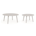 Bizzotto Aminta Satztisch 2er-Set, runde Couchtische in Hellgrau mit konischen Beinen, modernes Design