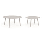 Bizzotto Aminta Satztisch 2er-Set, runde Couchtische in Hellgrau mit konischen Beinen, modernes Design