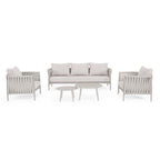 Bizzotto Aminta Lounge-Set: 3-Sitzer-Sofa, 2 Sessel & Satztisch in Grau/Beige – elegantes Garten-Möbel-Set