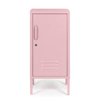 Bizzotto Kommode Cambridge in Pastellrosa, Metallschrank mit Tür, Griff und Lüftungsschlitzen auf weißem Hintergrund