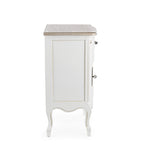 Bizzotto Nachttisch Justine in Weiss mit Holzplatte, seitliche Ansicht, französischer Landhausstil