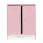 Bizzotto Kommode Cambridge in Pastellrosa, 2-türiger Metallschrank mit Lüftungsschlitzen und Schlössern