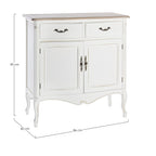 Bizzotto Kommode Justine in Weiß mit 2 Schubladen und 2 Türen, 86x40x90 cm, Landhaus-Stil