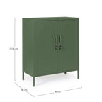 Bizzotto Kommode Cambridge in Grün – Metallschrank mit 2 abschließbaren Türen, 80x40x101,5 cm