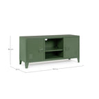 Bizzotto TV-Tisch Cambridge in Grün, 120,5x40x58,5 cm, Metallschrank mit 2 Türen und offenem Mittelfach