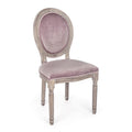 Bizzotto Stuhl Mathilde in Woodrose – eleganter Medaillon-Stuhl mit rosa Samtstoff und antikem Holzgestell