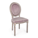 Bizzotto Stuhl Mathilde in Woodrose – eleganter Medaillon-Stuhl mit rosa Samtstoff und antikem Holzgestell